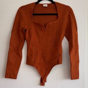 Abercrombie & Fitch Burnt Orange Knit Long Sleeve Bodysuit